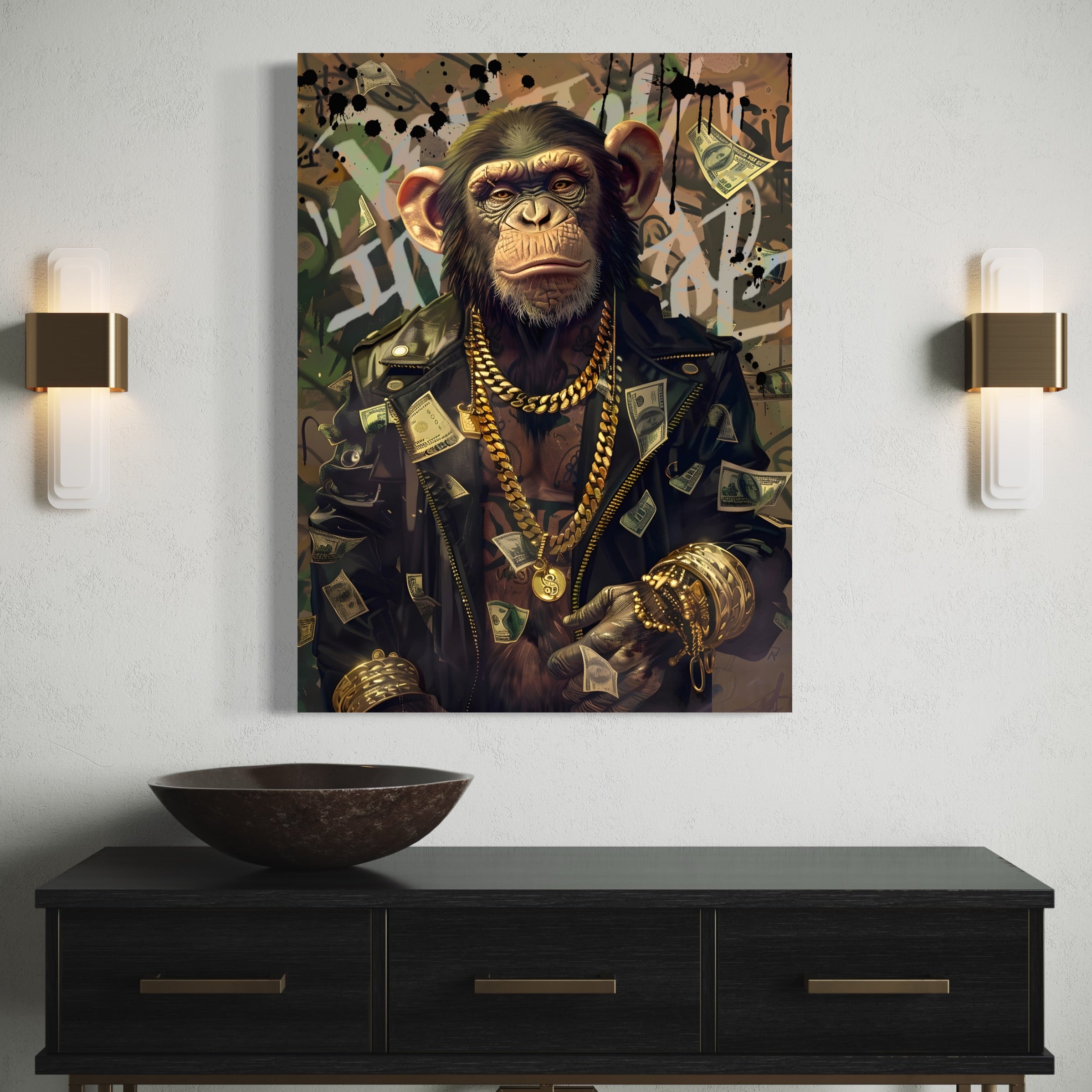 Tableau Singe Gangster – Art Mural Luxueux pour un Intérieur Moderne - Fabulartz.fr 