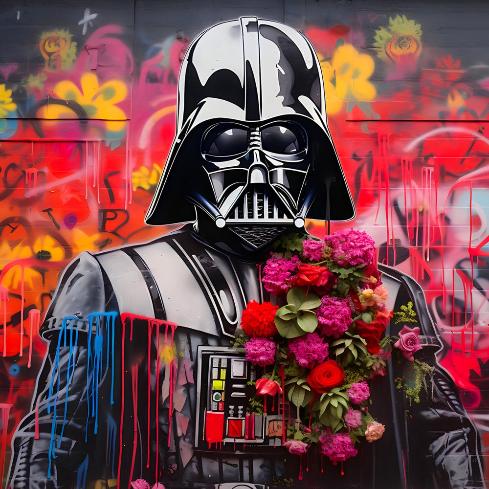Tableau Star Wars - Dark Vador Floral - Décoration Murale Design et Colorée - Fabulartz.fr 