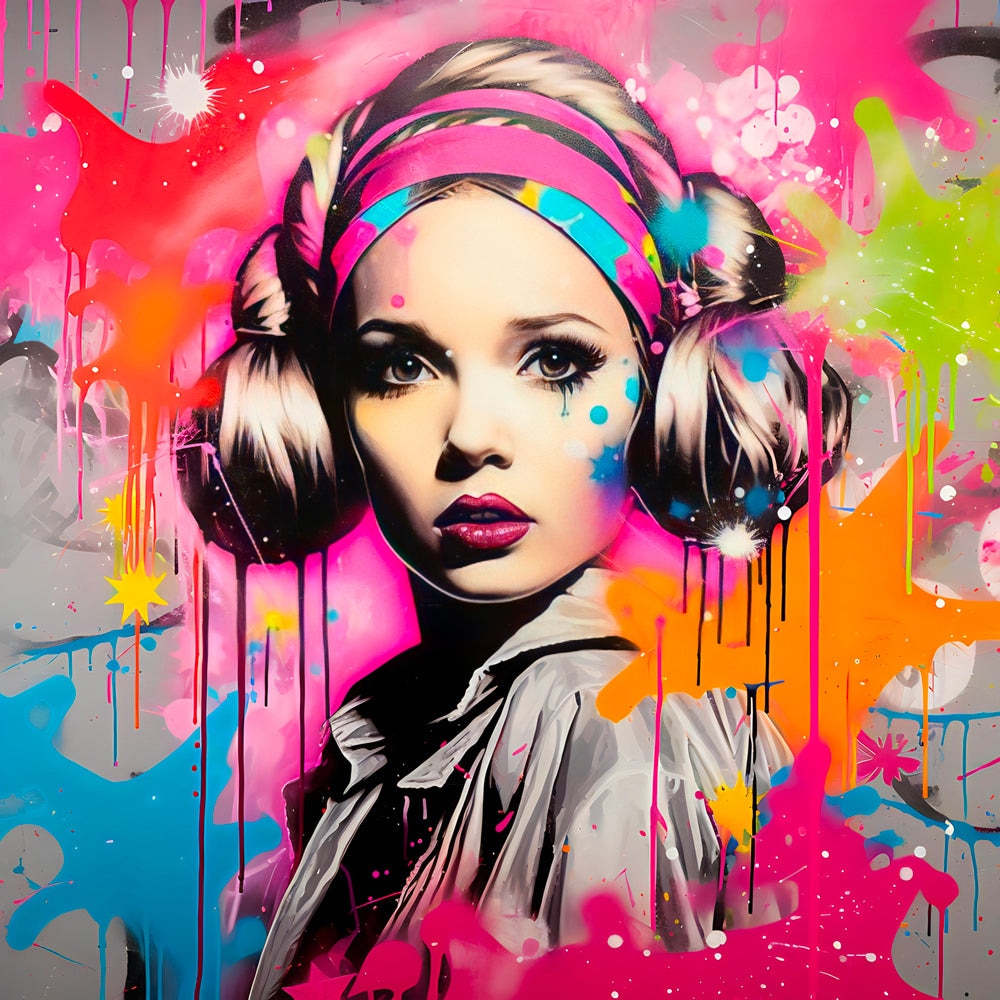 Tableau Star Wars - Princesse Leia Graffiti - Décoration Murale Colorée - Fabulartz.fr 