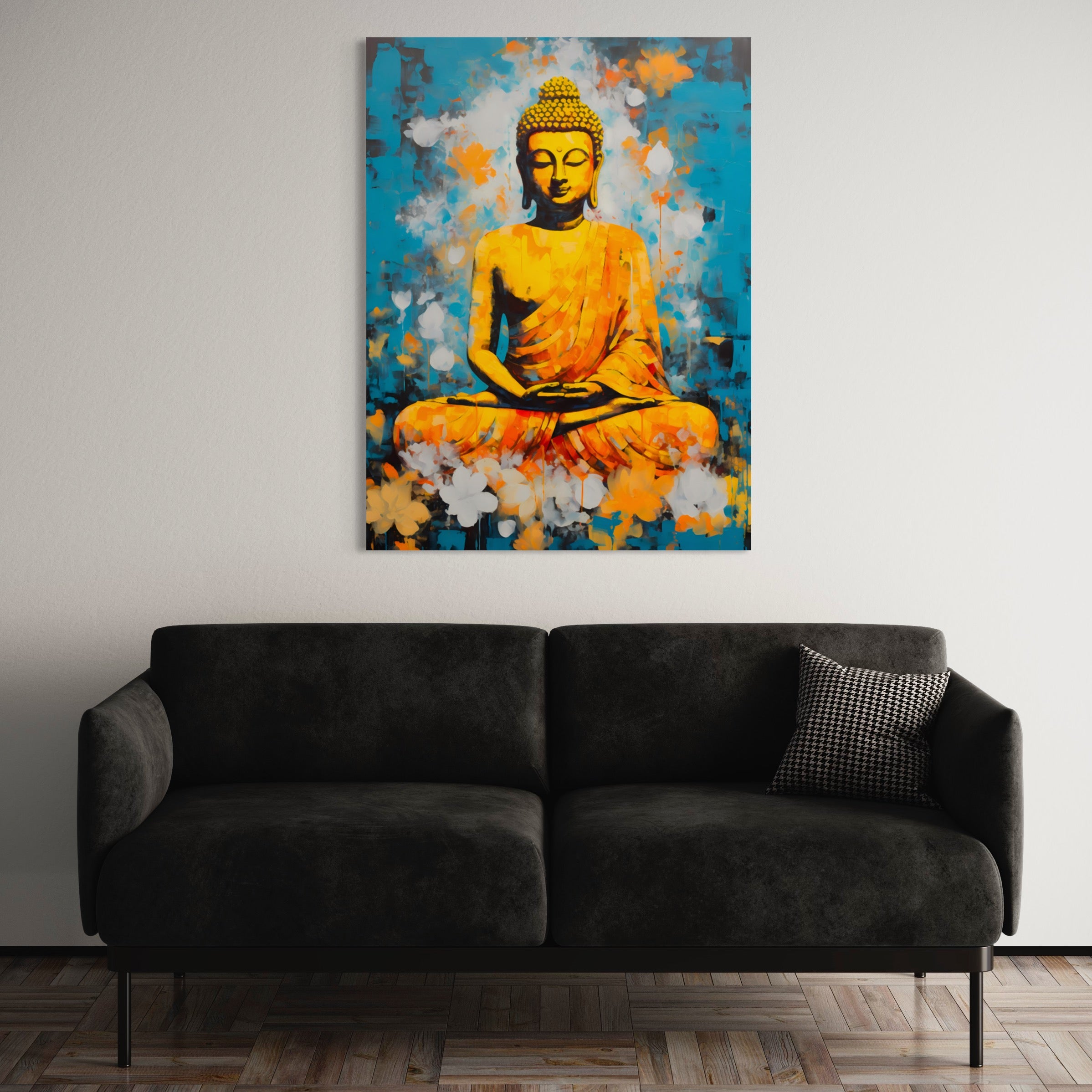 Tableau Zen Bouddha Coloré - Joie Spirituelle pour Salon Moderne - Fabulartz.fr 