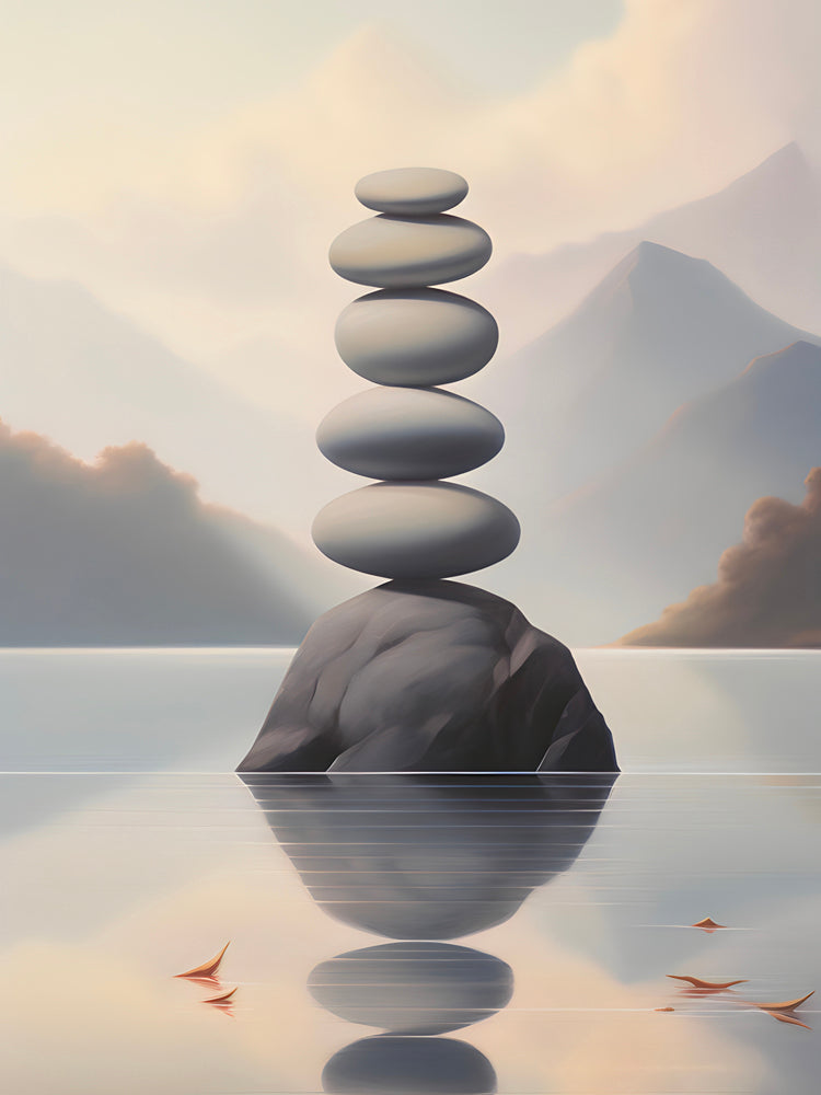 Tableau Zen Équilibre - Art Mural de Méditation - Atmosphère Apaisante - Fabulartz.fr 