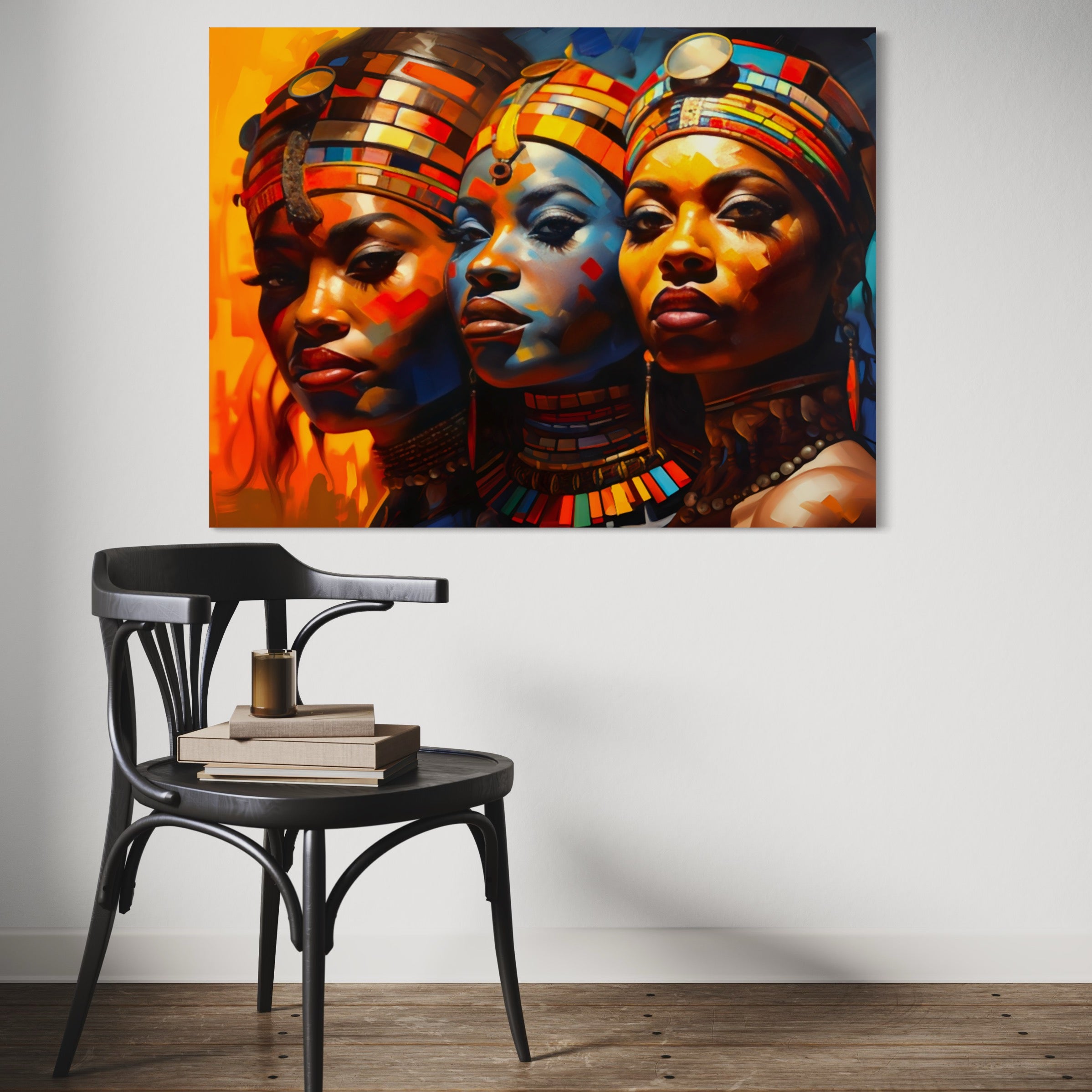 Triptyque de Portraits Africains – Fusion de Couleurs et Expression Culturelle - Fabulartz.fr 